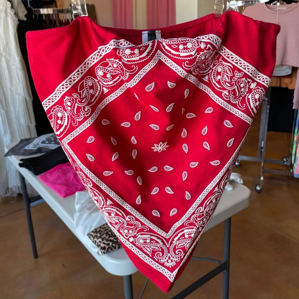 Women's Red Bandana Top